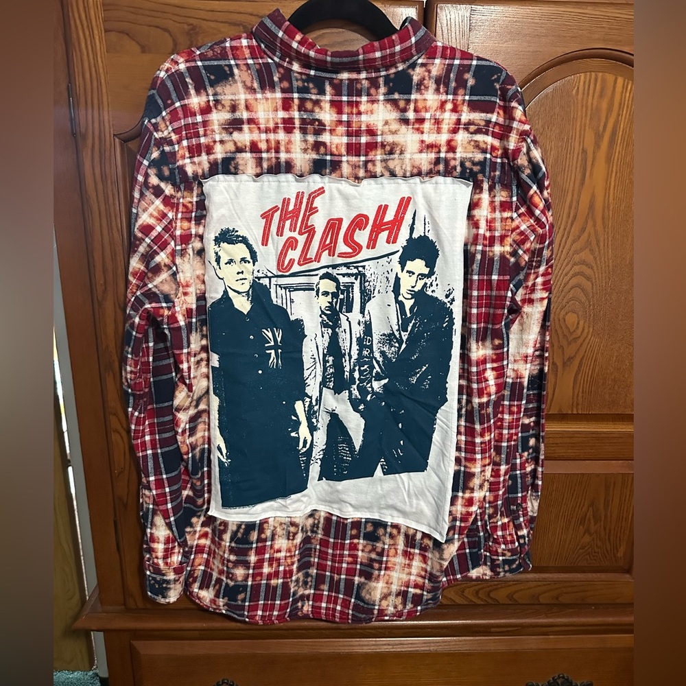 The Clash upcycled flannel tee One of a Kind